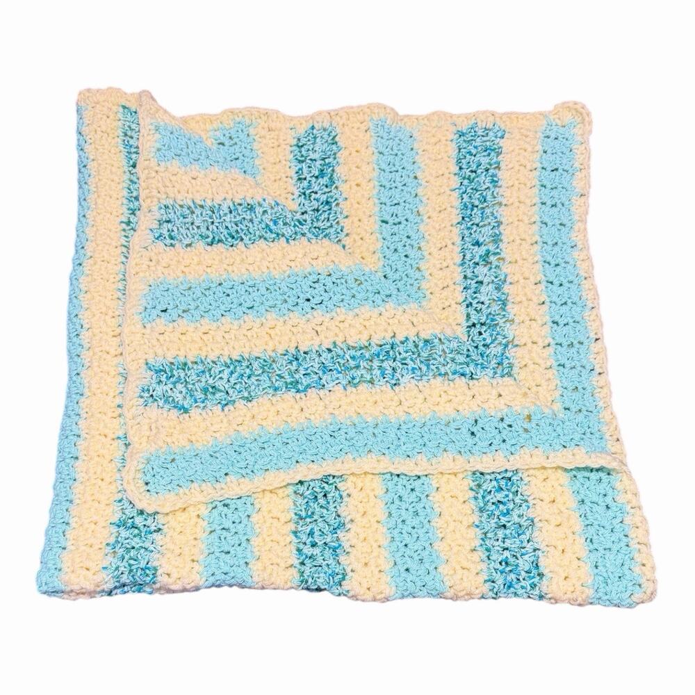Vintage Handmade Crocheted Afghan Blanket Throw Ultra Soft 38”x38" cotttagecore
